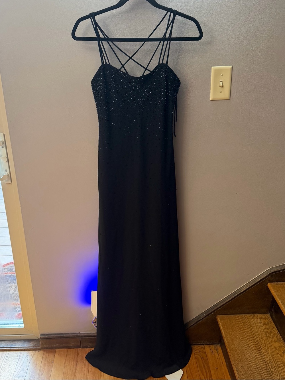 Vintage 90’s Chelsea Niles Elegant Black Strappy beaded Evening maxi Dress